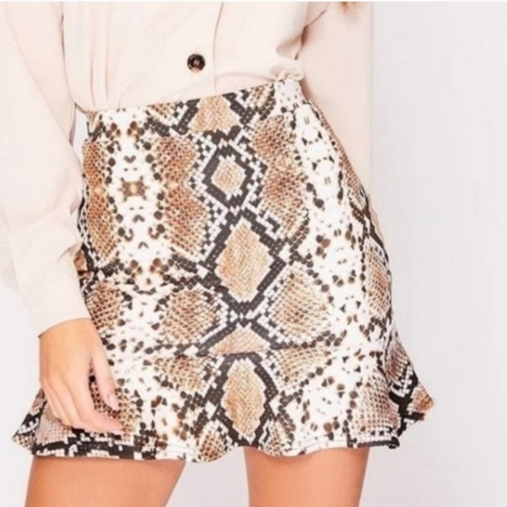 Nasty Gal Flip It Snake Print Mini Skirt